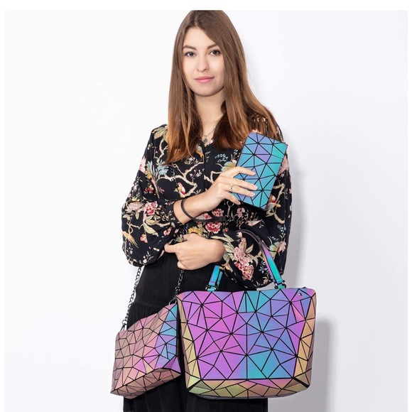 Geometric Luminous Handbag, Crossbody, Coin Purse - Picture 5 of 5
